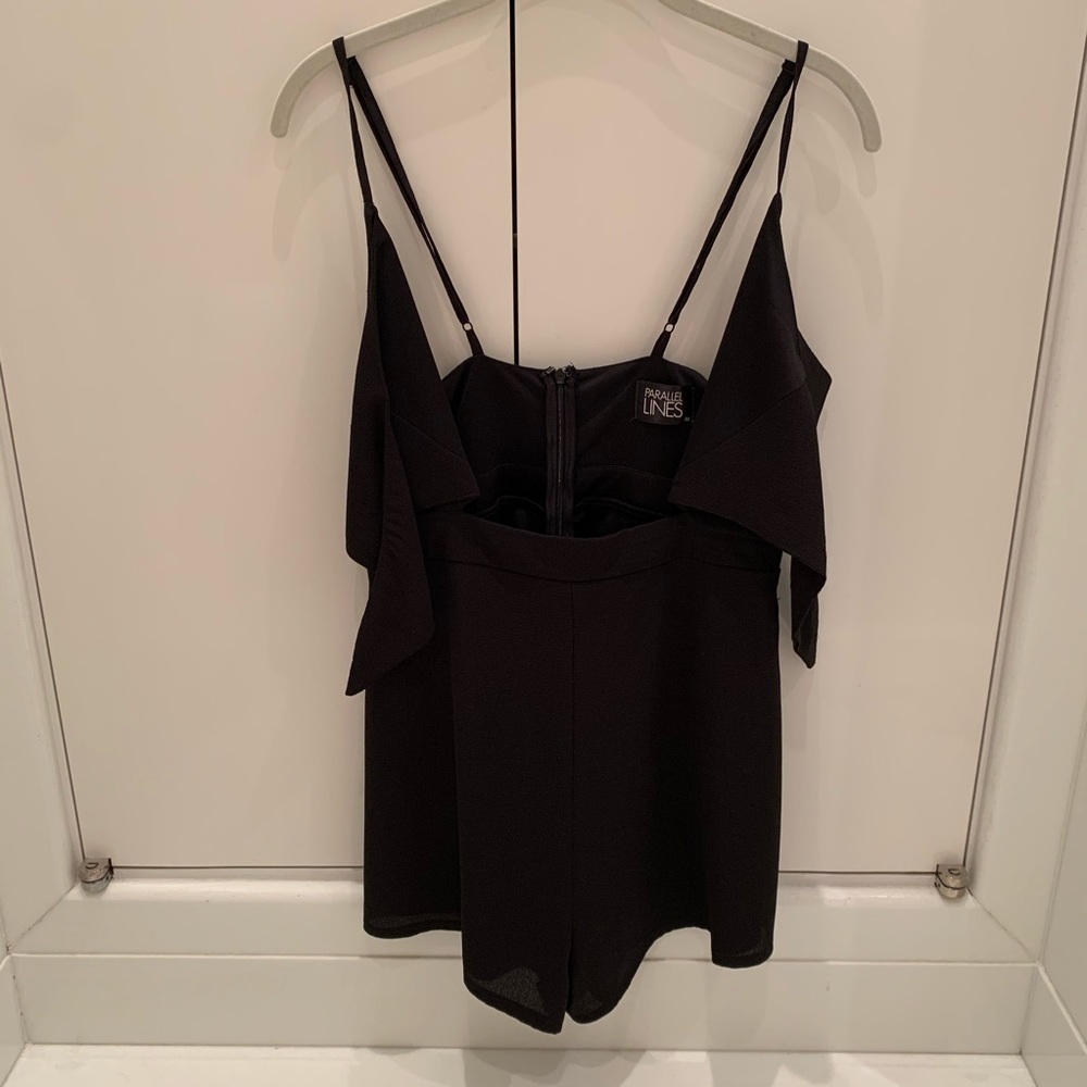 Parallel Lines Tie Front Romper In Black - image 3